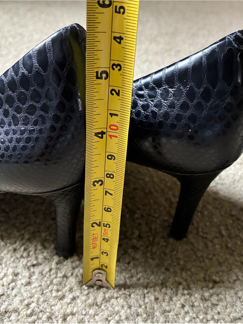 Rockport Black Leather High Heels Snakeskin Pointed-Toe Pumps Shoes Size 6.5 - Picture 12 of 13